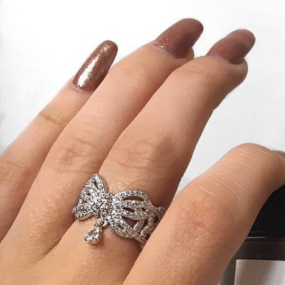 Deluxe Bow ring, 925 Sterling Silver Charmed Aroma Bow Collection - Picture 7 of 9
